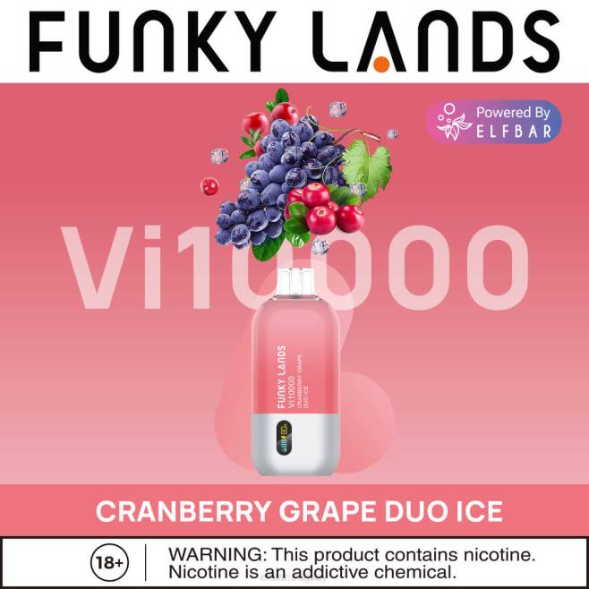 ELFBAR Funky Lands desechables vape vi10000 bocanadas hielo dúo de uva y arándano VHPV165